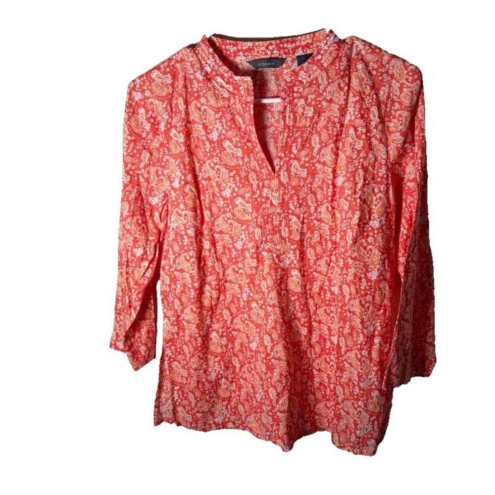 Liz Claiborne Blouse Women's Small V-Neck 3/4 Sleeve Floral Lightweight Top